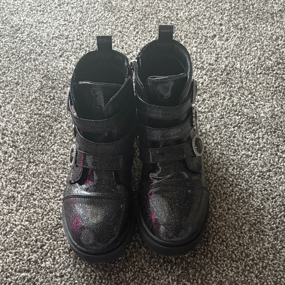 Justice Black Glitter Kids Boots